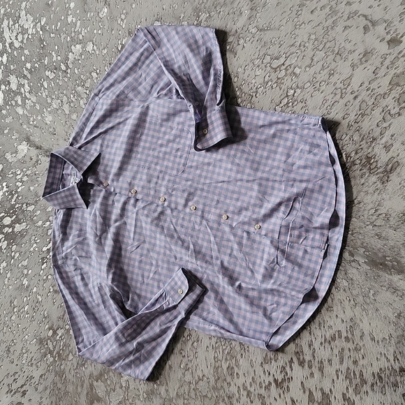 Peter Millar Checkered Button Down SzM Blue Pink - Picture 1 of 4